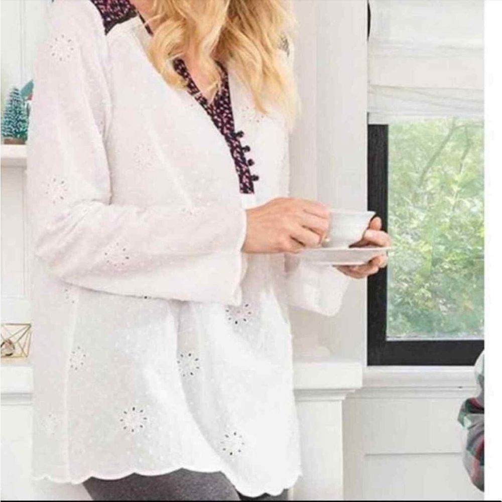 Matilda Jane Snow Globe Eyelet Long Sleeve Button Tunic Top